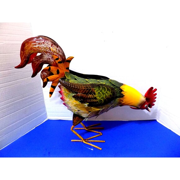 New Metal Rooster Chicken Figurine Sculpture Home Decor Country Rustic Farm - Picture 1 of 5
